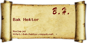 Bak Hektor névjegykártya